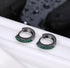 Gun Black Rhodium Plated Green Cubic Zirconia Men & Women Huggie Hoop Earrings